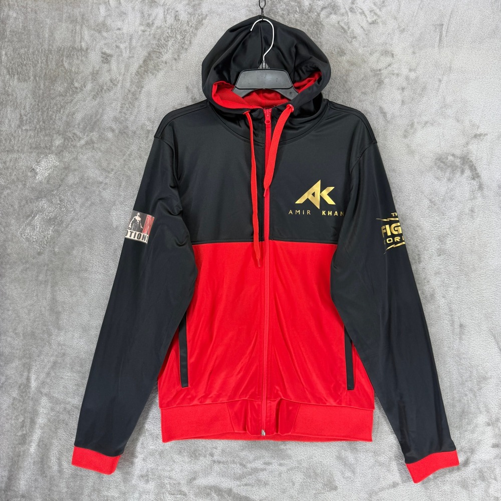 AWDis Amir‎ Khan Boxing Full Zip Hoodie Black Red Gold Mens Medium JC061